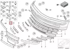 Originalus BMW E46 priekinis bamperis dalinai atidarytas groteles dešinėje OEM 51118229802
