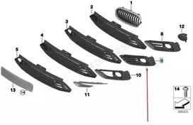 Originalus BMW F45 Priekinis Atviras Rūko Žibinto Grotelės Sporto Linija PDC Kairysis OEM 51117407699