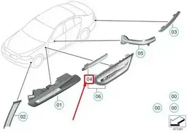 BMW M5 F10 Kairės papildomos M posūkio indikatoriaus lemputė 51654805795 NAUJA ORIGINALI