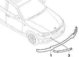BMW Originalus Priekinis Dešinysis Bamperio Panelės Apsaugos Apdaila E87 1 Serija 51117136636