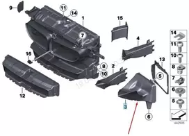BMW 6 F06 Radiatoriaus aušinimo kairysis oro kanalas 51748050397 8050397 2016 Naujas originalus