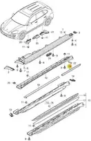 Originalus PORSCHE Cayenne durų slenkstis dešinėje gale satino juodas 958559540009B9