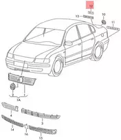 VAG Originalus VW V5 galinis ženklelis emblema chromuota raudona - 1J0853675ABGQF