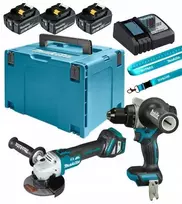 MAKITA KOMPLEKTAS COMBO 18V DLX2544TJ (DDF492 , DGA513) 3×5,0 Ah