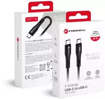 USB C laidas į USB C jungtį Forcell F-Energy QC4.0 PD 3A 60W silikoninis 1 m C344 juodas