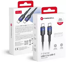 Cable USB C to USB C Forcell F-Energy QC4.0 PD 3A 60W Gradient 1 m C354 juodas