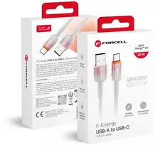 USB A į USB C laidas Forcell F-Energy QC4.0 3A 66W gradientas 1 m C352 baltas