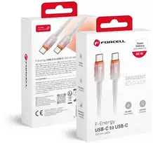 USB C į USB C laidas Forcell F-Energy QC4.0 PD 3A 60W gradientas 1 m C354 baltas