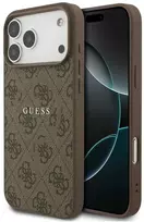 GUESS dėklas, skirtas IPHONE 17 Pro Max, suderinamas su MagSafe GUHMP17XG4GFRW (PU 4G Ring Classic Logo) rudas