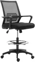 Vinsetto ergonominė biuro kėdė su reguliuojamu pėdų žiedu, juosmens atrama, reguliuojamo aukščio tinkline kėde, supimosi funkcija, kompiuterio kėdė, juoda