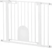 PawHut naminių gyvūnėlių aptvaras, reguliuojamas, su mažu durelėmis, plienas, plastikas, balta