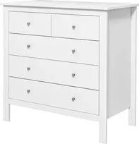HOMCOM Komoda su stalčiais Komoda su 5 stalčiais Komoda su stalčiais su priešpriešiais Miegamasis Svetainė Balta 79x39,5x80,5cm