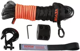 Sintetinis gervės lynas, 6.4 mm x 15.2 m, 44.5 kN, su apsauga, ATV, UTV, visureigiui, tvirtas, gervės trosas, bekelės aksesuaras