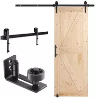 Eglės medienos durų komplektas, stumdomų durų furnitūra, vidaus durys miegamajam, svetainei, 762 x 2133.6 mm, kaimiško stiliaus durys