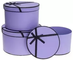 Rozette gėlių dėžutė su kaspinėliais, 3 vnt., violetinė ROZETTE