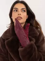 Wool Fashion Italia Elegantiškos bordo spalvos pirštinės: Dydis - L/XL