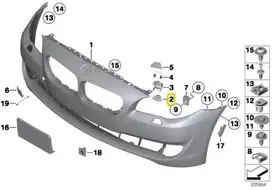 BMW F10 F11 Kairysis Blindverschluss links Originalus 51117207149