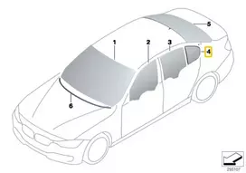 BMW Galinio Dešinio Stiklo Šoninės Langą Šviesos F30 F80 M3 Originalus 51357269554
