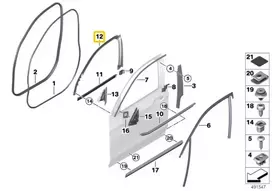 Bmw X4 G02 F98 Priekinis Dešinysis Langų Rėmo Danga Originalus 51337423142