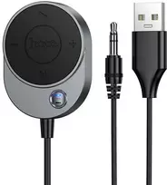 Belaidis automobilio imtuvas Hoco AUX Bluetooth su laidu Jack 3,5 mm E150 metalinis pilkas
