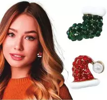 Fiesta Kalėdų Senelio kepuraitės ir kalėdinės kojinės auskarai