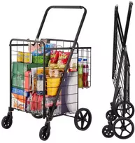 Sulankstomas pirkinių vežimėlis skalbiniams, didelis vežimėlis su 360° ratais, talpus, nešiojamas pirkinių vežimėlis maisto produktams