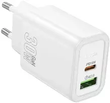 Įkroviklis Hoco N63 30W GaN USB-C/USB-A baltas