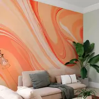 Artgeist Fototapetas - Peach Abstraction - Abstraction with Smoothly Transitioning Colors in Oranžinis Tones