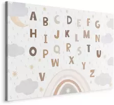 Artgeist Paveikslas - Letters Above the Rainbow - Letters Among Streams of Rain and Clouds with a Rainbow Moon and Stars on a Light Background