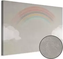 Artgeist Paveikslas - Rainy June - Colorful Rainbow Emerging from Clouds on a Bright Background