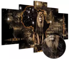 Artgeist Paveikslas - Golden Lion (5 Parts) Wide