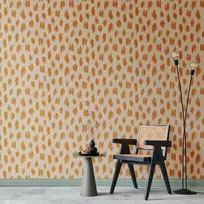 Artgeist Tapetas - Drawn Pattern in Dots and Spots - in shades of oranžinis and ecru.