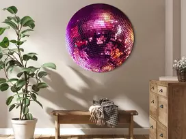 Artgeist Apvalus paveikslas ant drobės - Magenta disco ball