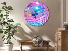 Artgeist Apvalus paveikslas ant drobės - Rožinė disco ball