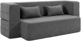 HOMCOM dvivietė porolono sofos lova, sofa-lova su plačiais porankiais, 2 pagalvės, 360 kg keliamoji galia, pilka