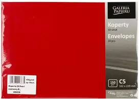 Galeria Papieru Vokai C5 PEARL 150g 10vnt raudoni