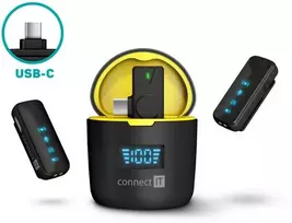 CONNECT IT Wireless microphone ClipMic Pro USB-C set Juodas