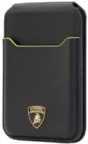 Dėklas Audi Lamborghini D1 Genuine Leather MagSafe Phone Wallet - Juodas and Žalias