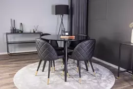 Venture Design Valgomojo stalas ir kėdžių komplektas Plaza 100x75 cm juodas