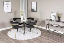 Venture Design Valgomojo stalas ir foteliai Plaza apvalus valgomojo stalas ir Arrow foteliai 100x75 cm juoda