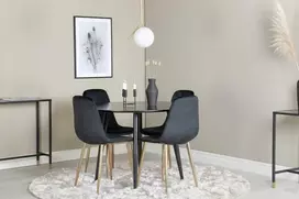 Venture Design Valgomojo komplektas Plaza apvalus valgomojo stalas ir Polar kėdė 100x75 cm juoda