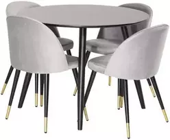 Venture Design Valgomojo stalas ir kėdžių komplektas Plaza 100x75 cm šviesiai pilkas aksomas