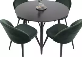 Venture Design Valgomojo stalas ir veliūrinės valgomojo kėdės 100x75 cm žalia juoda