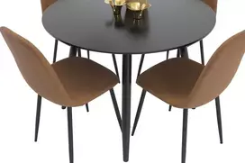 Venture Design Valgomojo stalas ir kėdžių komplektas Plaza 100x75 cm Juoda Ruda