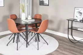 Venture Design Valgomojo stalas ir kėdžių komplektas Plaza 100x75 cm juoda ruda