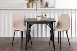 Venture Design Valgomojo stalo ir kėdžių komplektas Tempe ir Polar 80x80 cm Juoda Smėlio spalvos