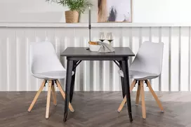 Venture Design Valgomojo stalas ir kėdžių komplektas Tempe ir Zeno 80x80 cm juoda ir balta