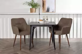Venture Design Valgomojo stalo ir kėdžių komplektas 80x80 cm Juoda Ruda Audinys
