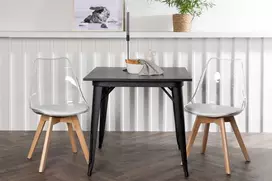 Venture Design Valgomojo stalas ir kėdžių komplektas Tempe ir Edvin 80x80 cm juoda ir balta