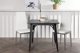 Venture Design Valgomojo stalas ir kėdžių komplektas Tempe stalas ir Pastill kėdės 80x80 cm juoda ir balta